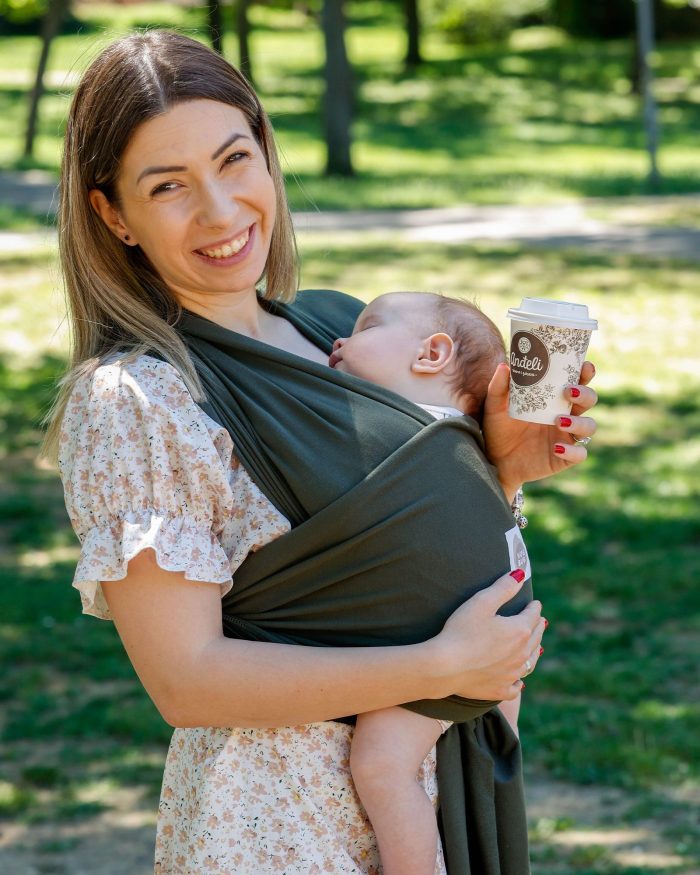 Hug Bug marama za nošenje beba — Maslinasto zelena